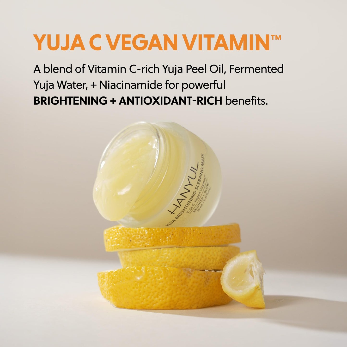 Hanyul Yuja Sleeping Mask | Korean Yuzu Night Cream for Dullness & Uneven Tone | Overnight Moisturizer with Vitamin C, Niacinamide, Antioxidants & Hyaluronic Acid for Hydrating Glow | Vegan