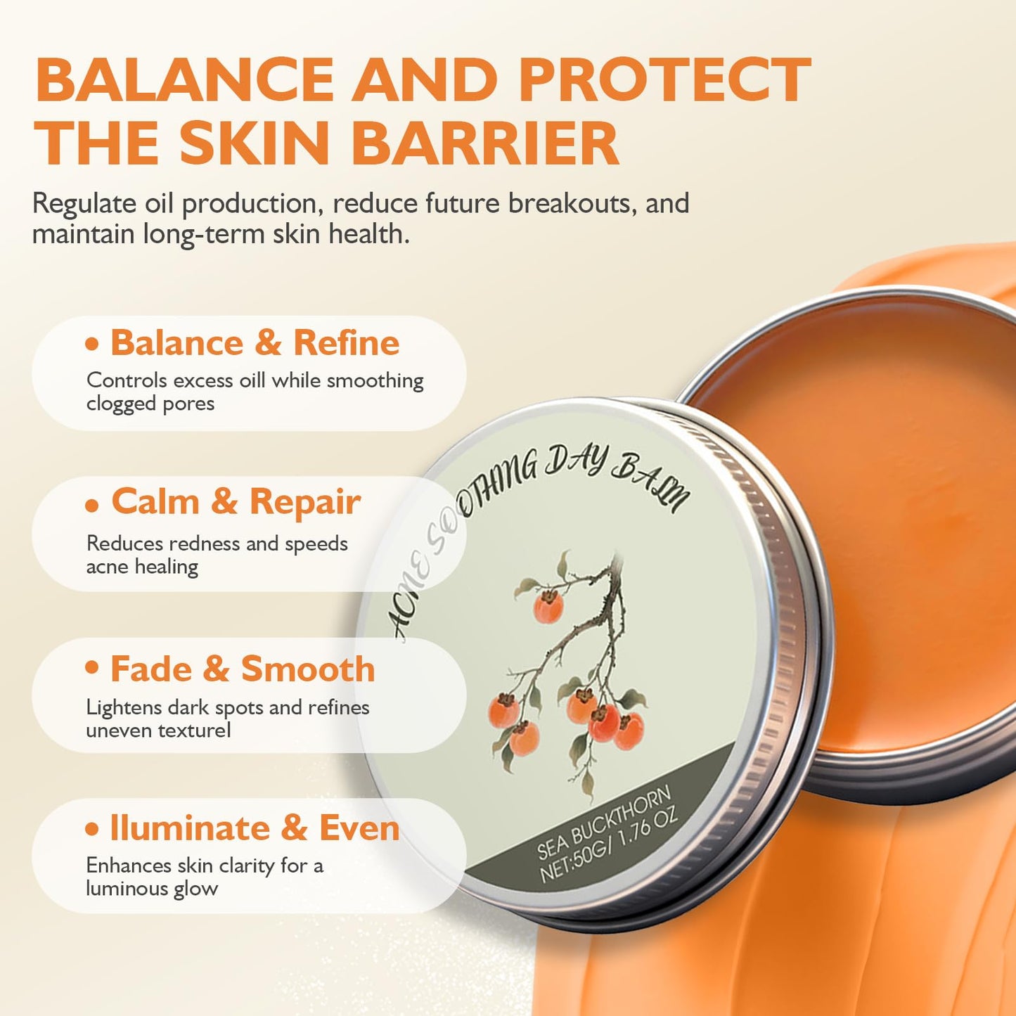 Organics Acne Killer Day Balm 2.0 – Natural Botanical Acne Treatment for Face, Body & Back | Reduces Pimples, Blackheads & Redness | Balancing, Hydrating