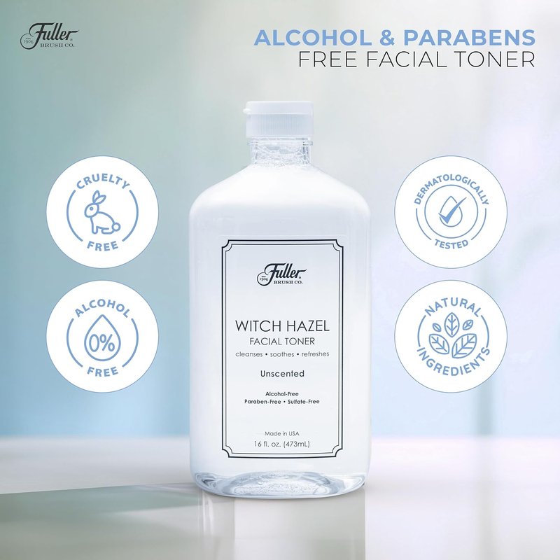 Witch Hazel Facial Toner - Organic Aloe Vera & Alcohol-Free - 16 fl. oz | Paraben & Sulfate-Free, Unscented