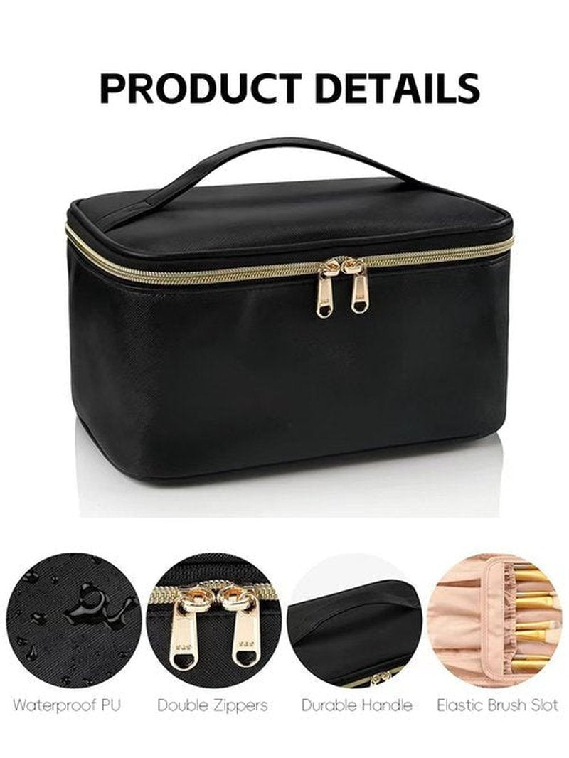 KITENROM Extral Large Makeup Bag Portable Cosmetic Bags for Women Zipper Pouch for Purse Make Up Case with Detachable Divider Toiletry Organization Waterproof Pink