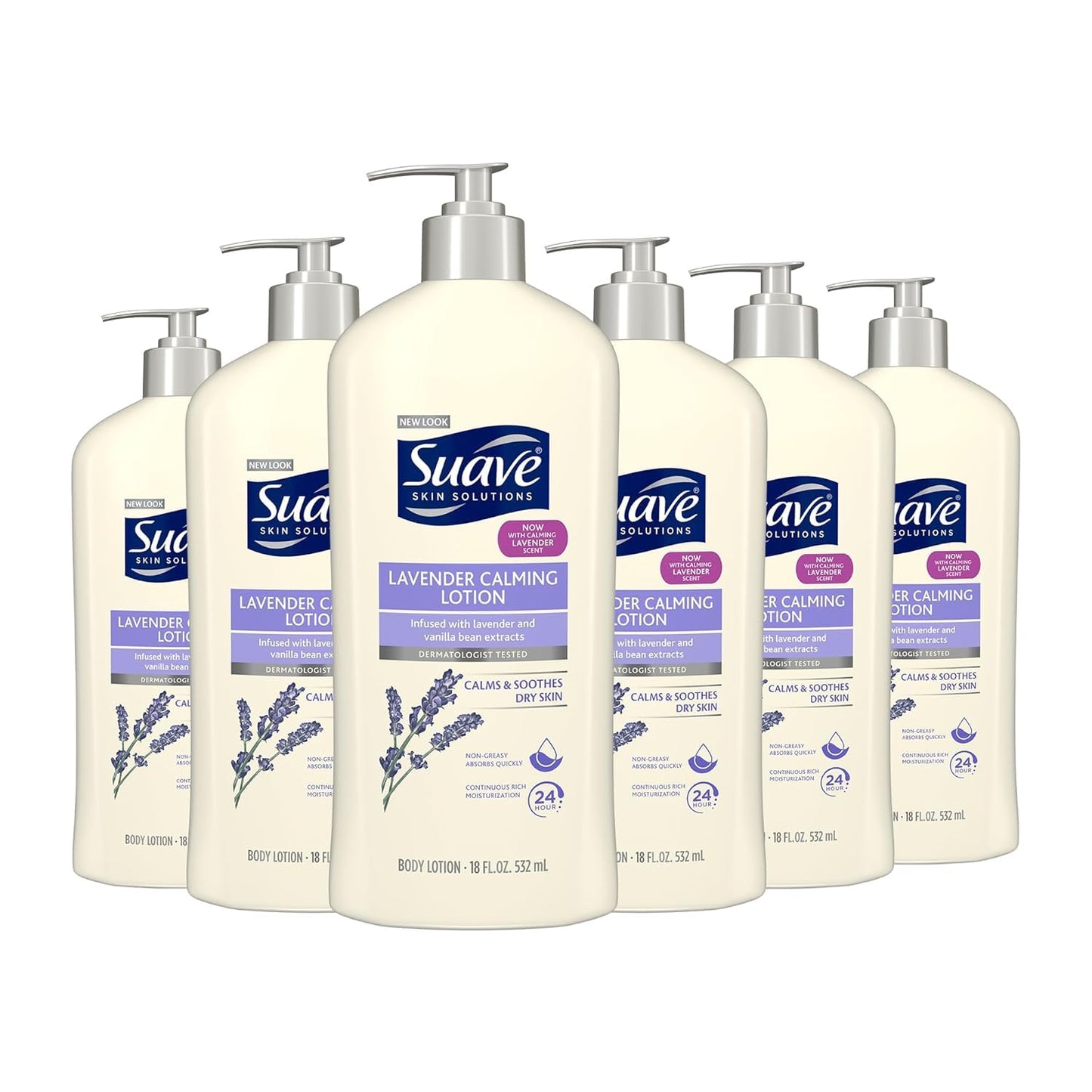 Suave Lavender Vanilla Skin Lotion 18 oz Pump - 6 Pack Moisturizer