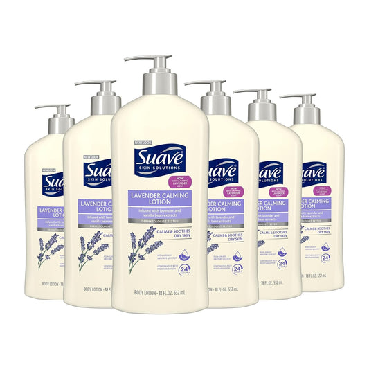 Suave Lavender Vanilla Skin Lotion 18 oz Pump - 6 Pack Moisturizer
