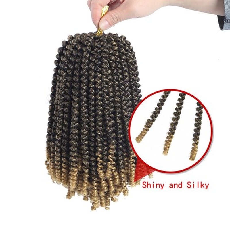 Bileaf 5 Packs Spring Twist Hair 8 Inch Fluffy Spring Twist Crochet Braiding Bomb Twist Ombre Blonde Hair Extensions for Butterfly Locs(T1B 27)