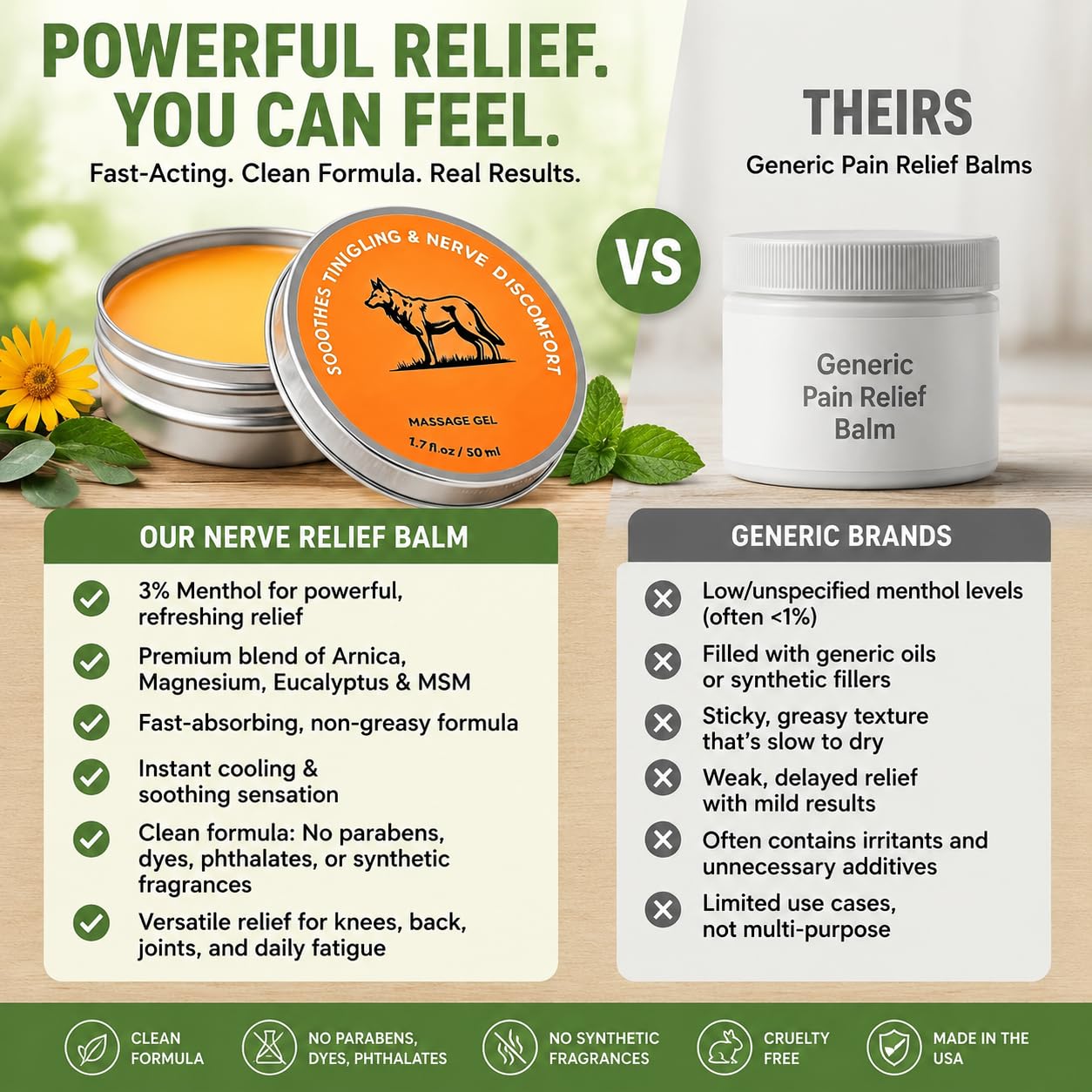 Nerve Relief Balm for Neuropathy Neuro Magnesium Balm with Menthol & MSM, Cooling Soothing Massage Cream for Muscle & Joint Comfort(1.7 Fl Oz (Pack of 2)