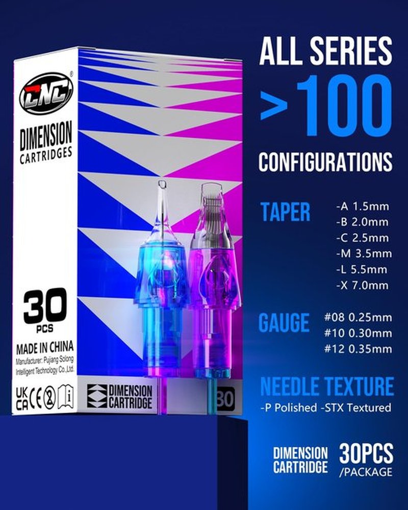 CNC Tattoo Cartridge Needles 30pcs Assorted Needle Cartridges #10 Bugpin Round Liner 3RL 5RL 7RL Round Shader 5RS 7RS 9RS Mixed for Tattooing Supplies EN04B-30KIT-D