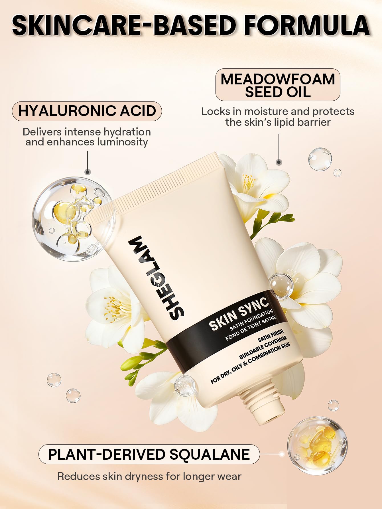 SHEGLAM Skin Sync Satin Foundation-Shell