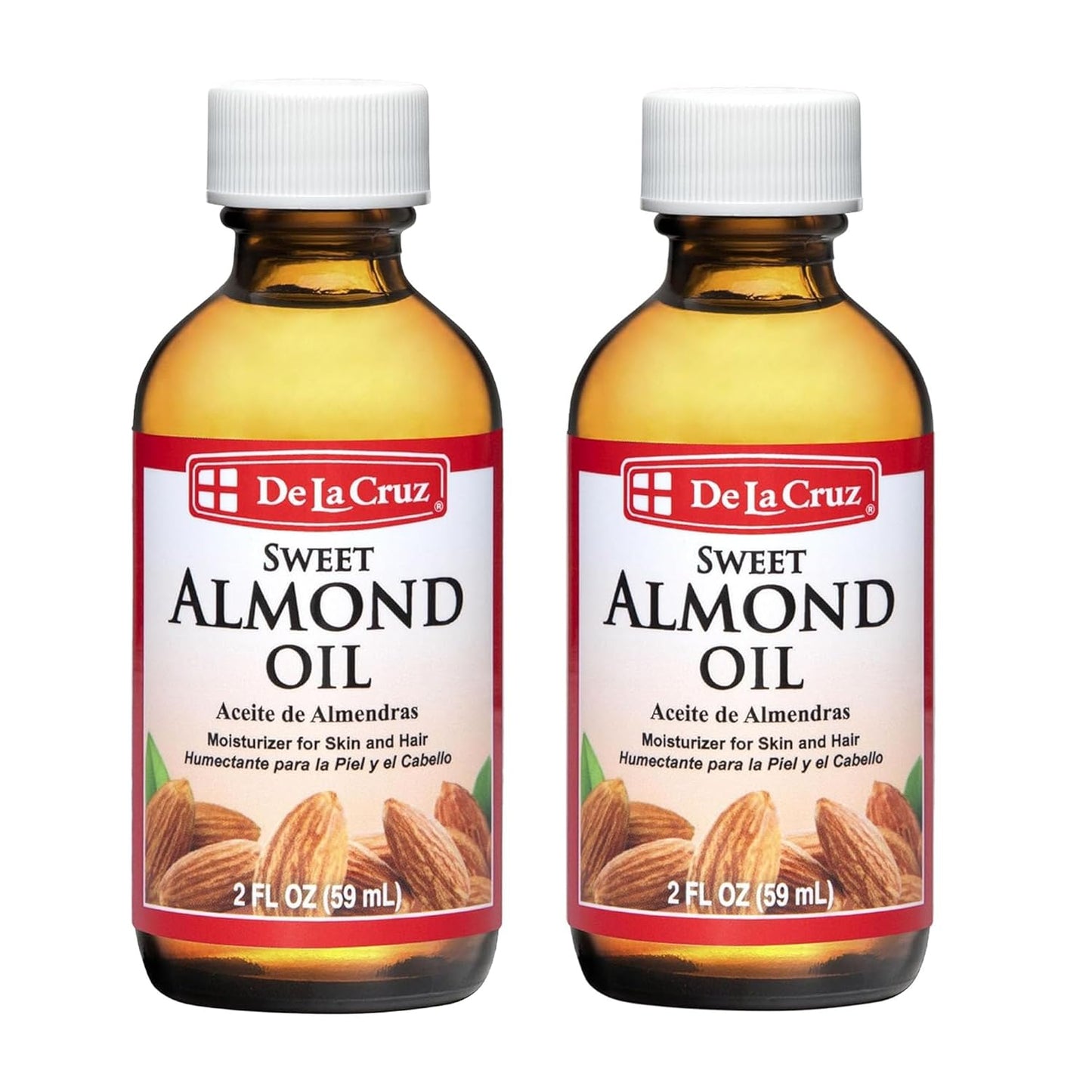De La Cruz Sweet Almond Oil 2 FL OZ - Expeller Pressed for Skin & Hair - 6 Pack