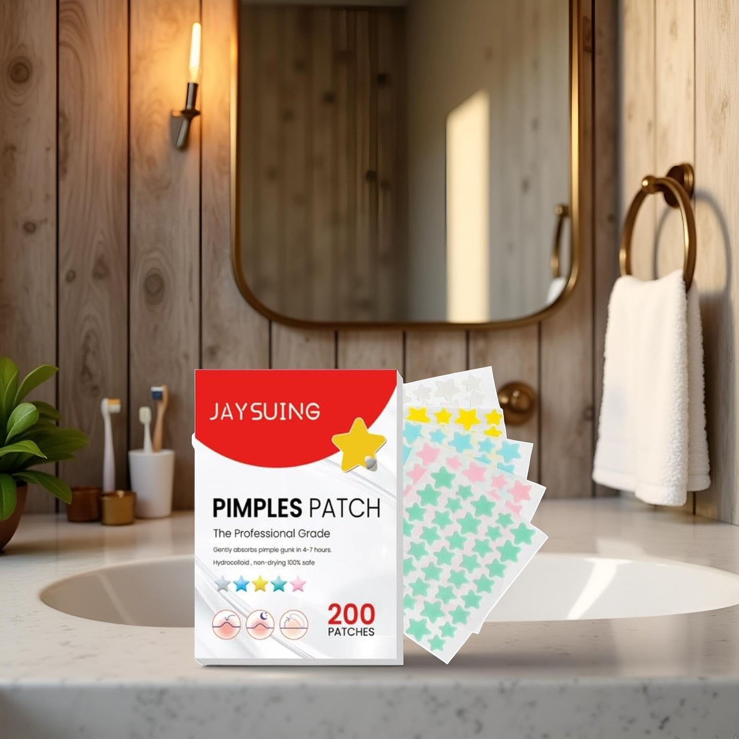 Jowxsx 1 Pack 200 Patches Pimple Patches Star Shaped Hydrocolloid Acne Patches Absorbing Patch Spot Cover Stickers for Face Skin Care Pore Cleansing Strips Treatments and Masks