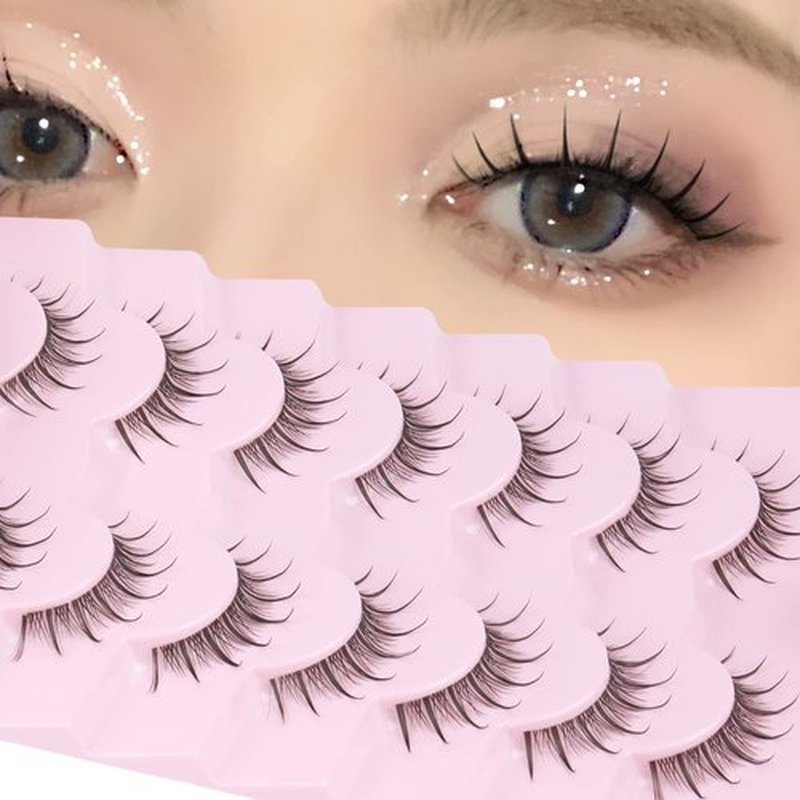 Manga Lashes Anime False Eyelashes Wispy Natural Lashes Manhua Individual Clusters Extensions with Clear Band Japanese Korean Makeup 7 Pairs Fake Eyelashes Pack by EYDEVRO