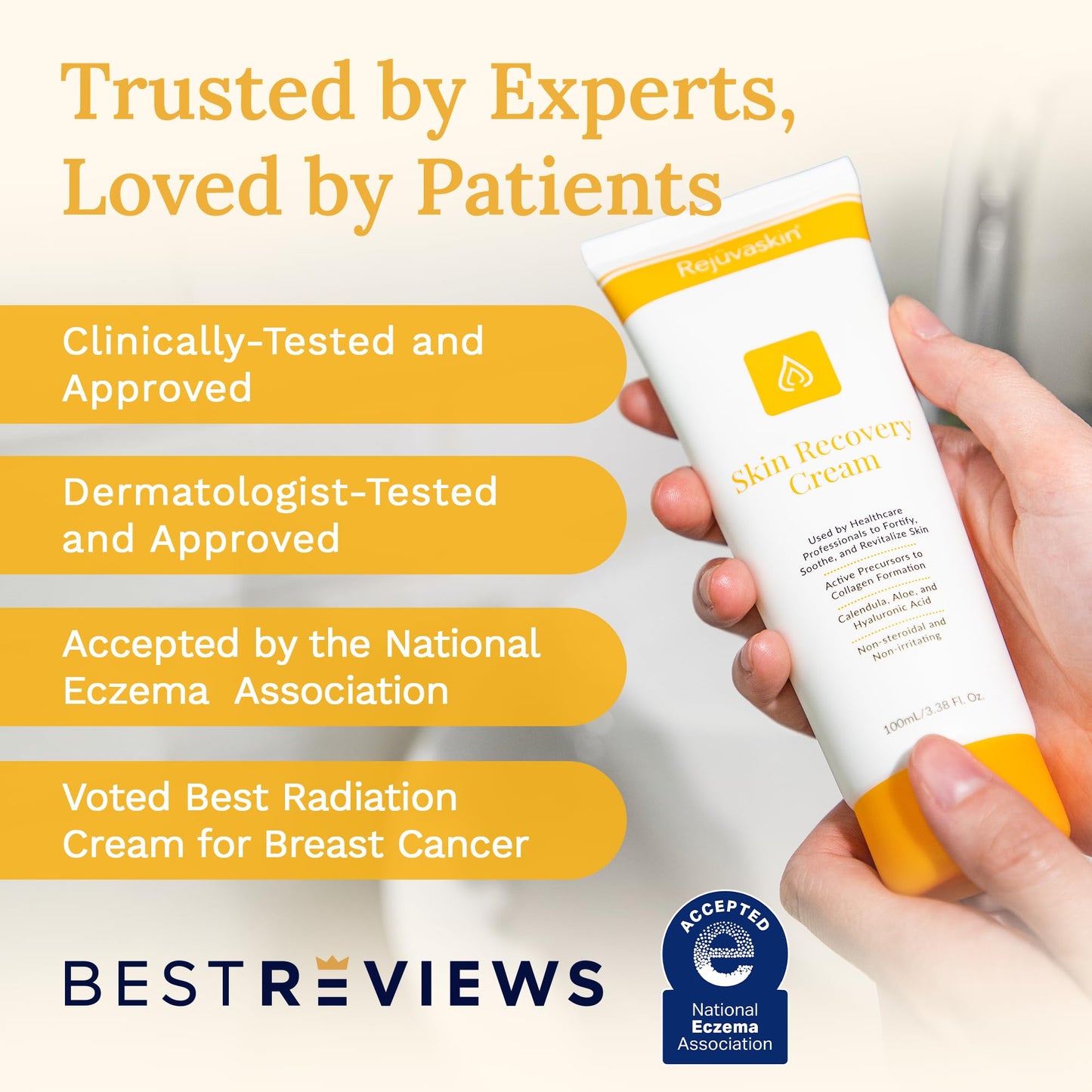 Rejuvaskin Skin Recovery Cream with Aloe Vera, Eczema Relief Cream for Dry, Itchy & Sensitive Skin, Hydrating & Cooling Moisturizer, Radiation Relief Cream, 100 ml - Pack of 10
