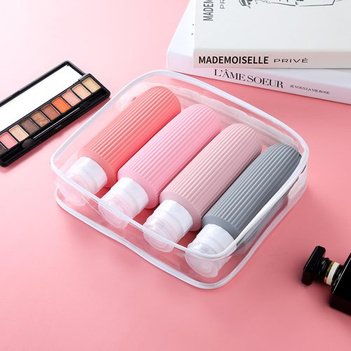 Mrsdry Travel Bottles for Toiletries, Large 6oz Travel Size Containers, BPA Free Leak Proof Tubs Refillable Liquid Accessories with Toiletry Bag for Cometic Shampoo and Lotion Soap (4 Pack)