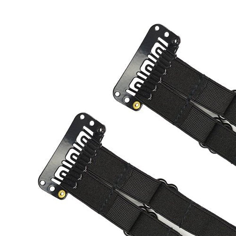 YTBYT 2 Pcs Facelift Bands with Clips Invisible Face Stretching Lifting Strap Adjustable Elastic Band Face Slimming Band (24cm Black Double Bands)