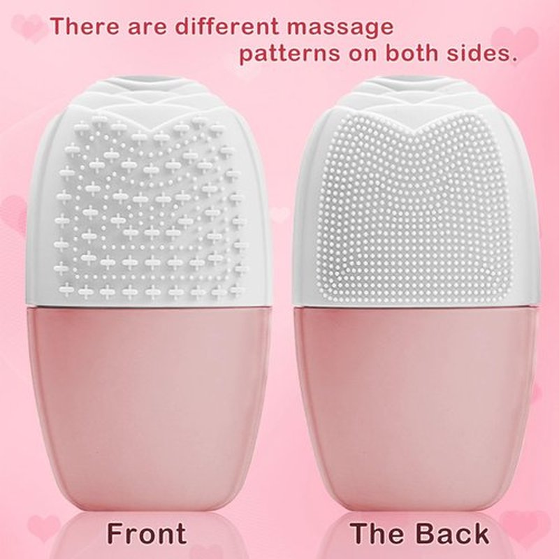 KOGITI Ice Mold for Face, Ice Roller for Face & Eye, Beauty Facial Ice Rollers Ice Holder Mold Face Puffiness Relief Massage Skin Care Tools, Ice Facial Cube (Brush-Pink White)
