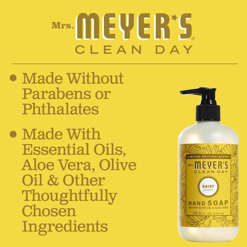 Mrs. Meyer's Clean Day Liquid Hand Soap - Daisy Scent, 12.5 Oz | Pack of 6 Bottles