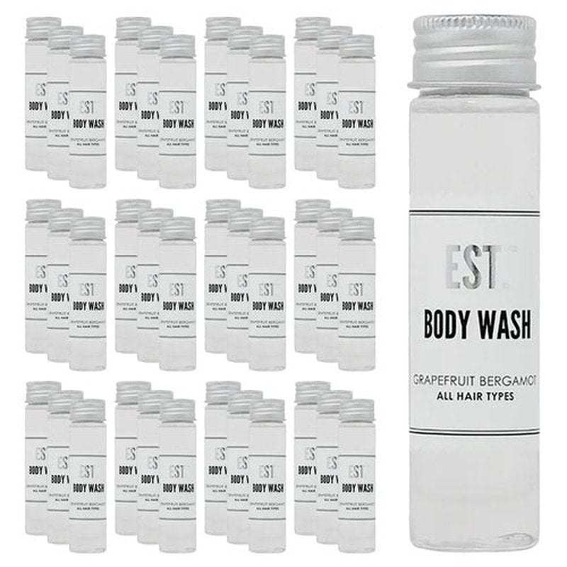 World Amenities EST. Body Wash with Grapefruit-Bergamot fragrance, Biodegradable/Recyclable Bottle with Screw Top, 1.41oz / 40ml, Pack of 48