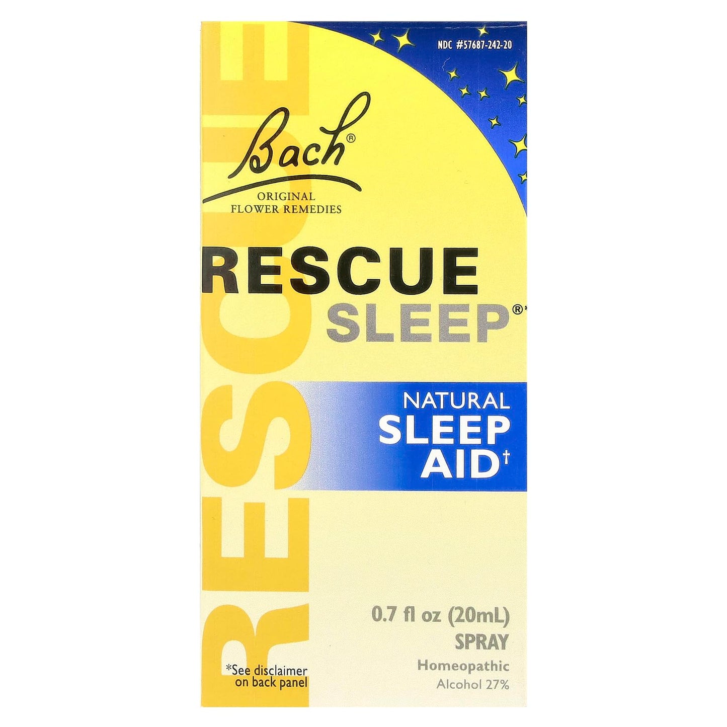 Bach RESCUE SLEEP Spray 20mL, Natural Sleep & Stress Relief Aid, Homeopathic Flower Essence, Vegan, Free of Melatonin, Sugar, and Gluten, Non-Narcotic, Non-Habit Forming