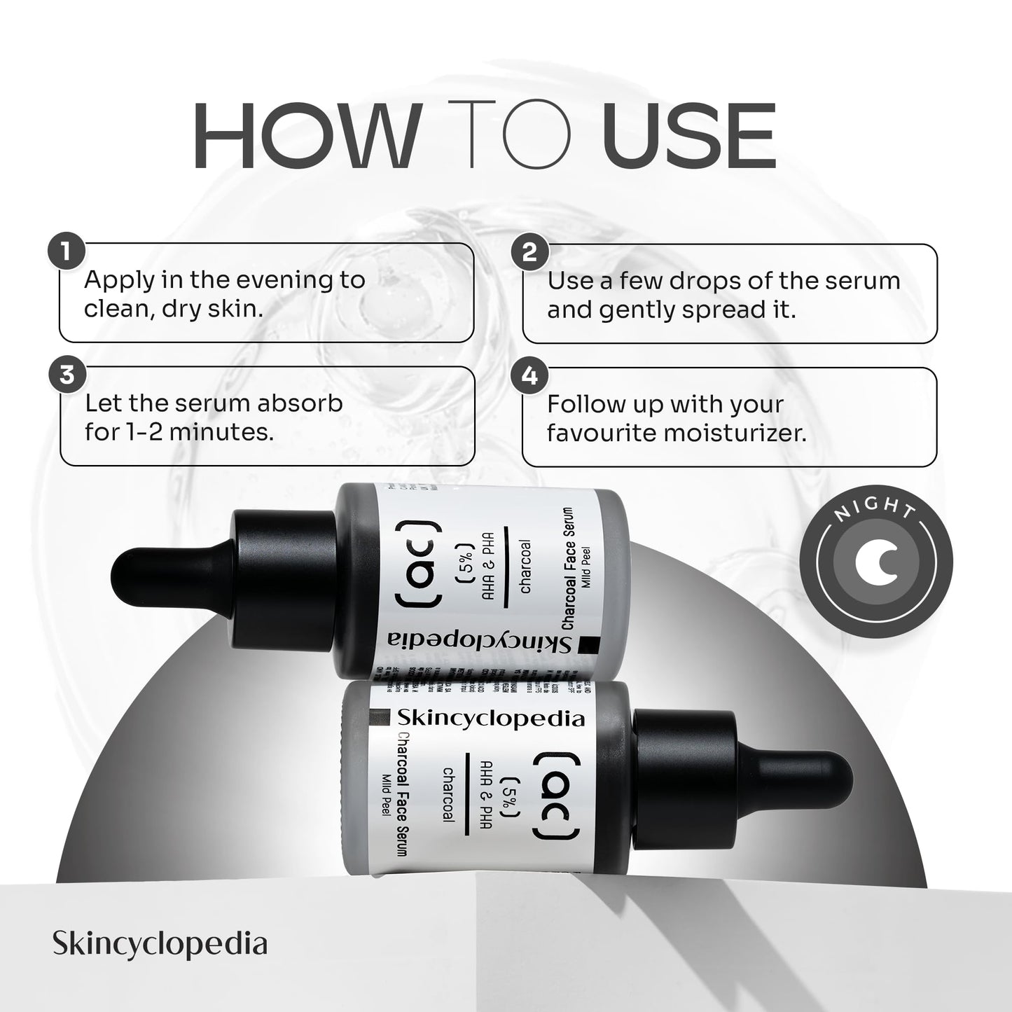 Skincyclopedia Pure AHA & PHA Charcoal Face Peel Serum, High Detox Complex, Anti Aging Intense Hydration, Wrinkle Reducing, Targets Fine Lines, Large Pores & Age Spots. High Detox Peel Exfoliation.