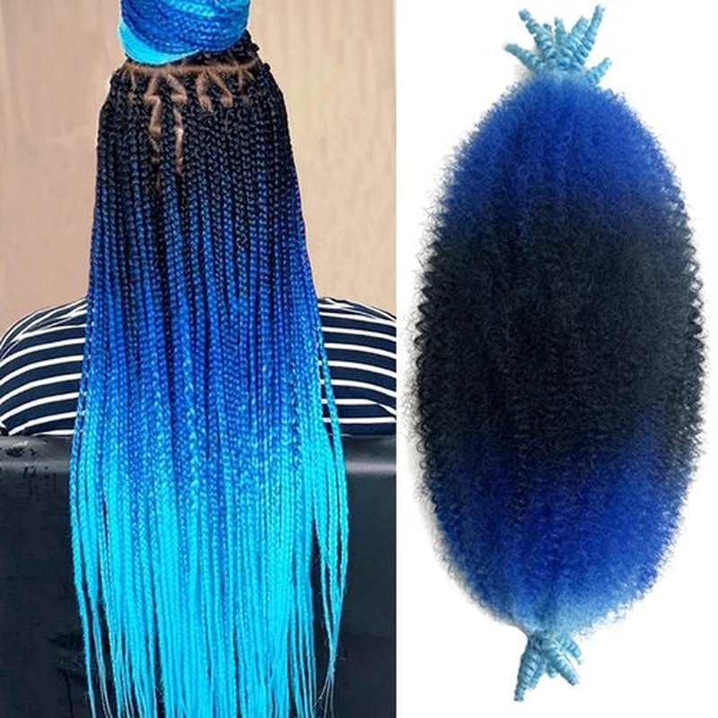 Afro Twist Hair 16 Inch Wrapping Hair for Soft Locs, Cuban Twist Hair 8 Packs Ombre Blue Marley Twist Braiding Hair Afro Twist Hair for Women, Kinky Twist Hair for Braiding (8Packs, Ombre Blue)
