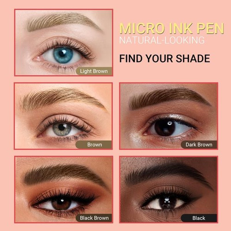 Microblading Eyebrow Pen - Eyebrow Pen 2-in-1 Dual-Ended Eyebrow Pencil with Micro-Fork Tip & Precise Brush-Tip Create Hair-Like Brows, Natural Brow Eyebrow Pen, Long Lasting, Black
