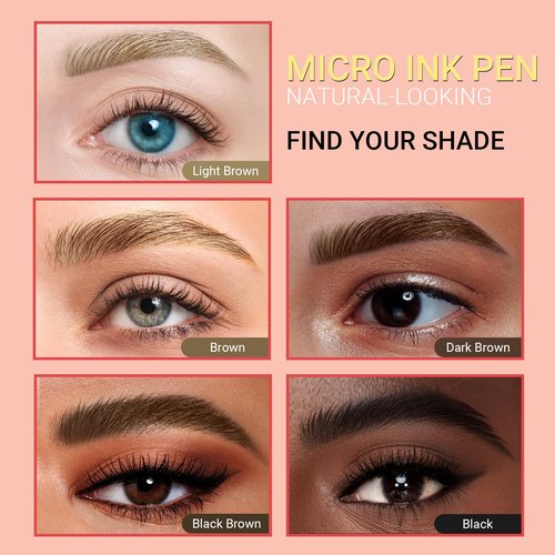 Microblading Eyebrow Pen - Eyebrow Pen 2-in-1 Dual-Ended Eyebrow Pencil with Micro-Fork Tip & Precise Brush-Tip Create Hair-Like Brows, Natural Brow Eyebrow Pen, Long Lasting, Black Brown