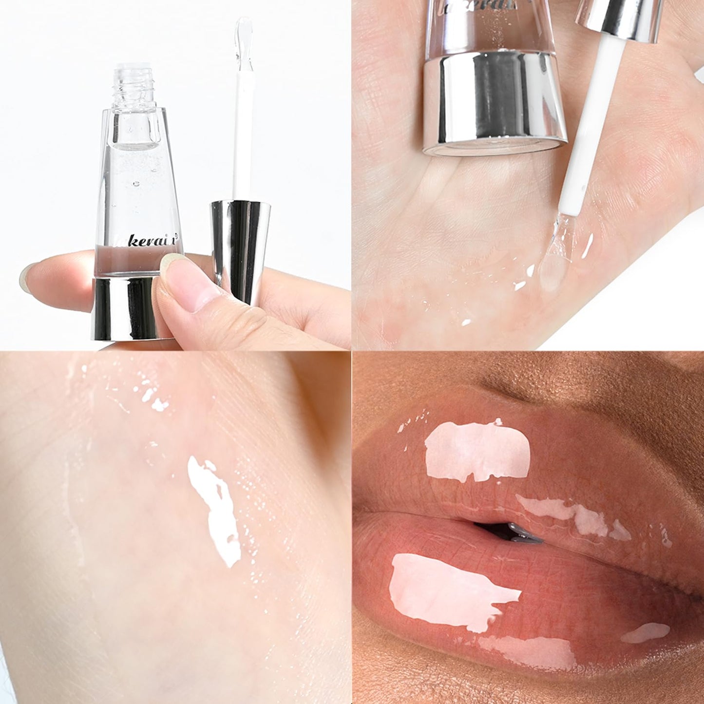 BAISEN DIARY Instant Plumping & High-Shine Gloss Plumping Lip Oil - Ultra-Hydrating & Nourishing, Glossy Finish Lip Glow Oil, Instant Volumizing Effect, Smooth, Soft, Juicy Lips (#3 Crystal)