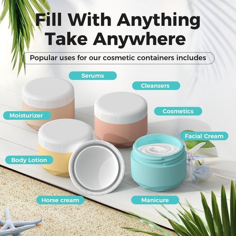 Travel Containers for Toiletries, Silicone Cream Jars BPA Free, TSA Approved 1oz Travel Size Containers, Leak-proof Travel Essentials with Lid for Cosmetic Face Hand Body Cream