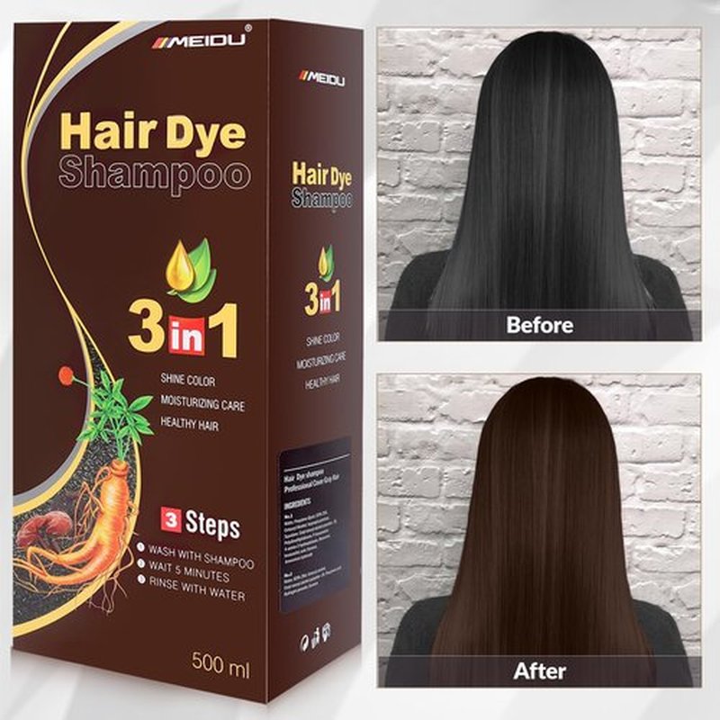 JIESSIA Darkbrown Hair Dye Shampoo for Women and Men, 3 IN 1 Hair Color Shampoo, Natural Herbal Plant Semi Permanent Grey Hair Cover Treated, 16.9 Fl Oz