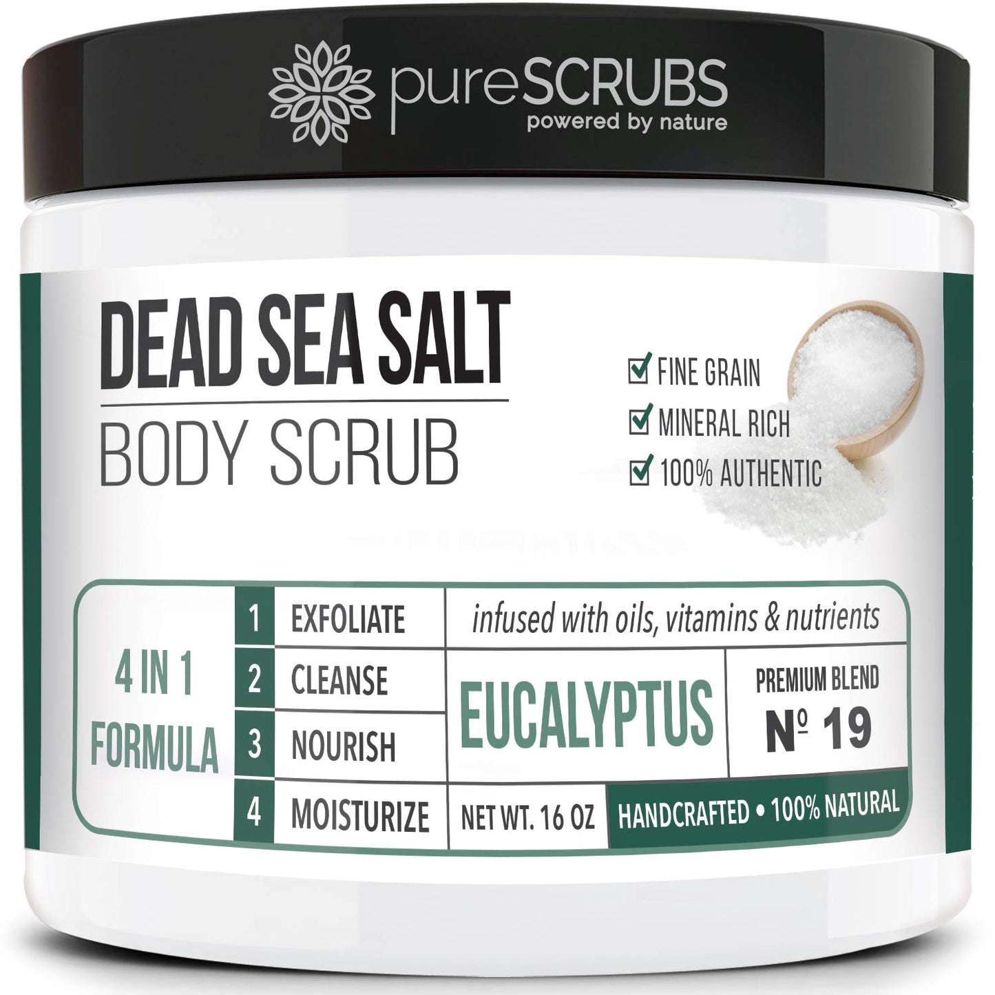 pureSCRUBS Premium Eucalyptus Body Scrub Set, Gentle Exfoliating Salt Scrub