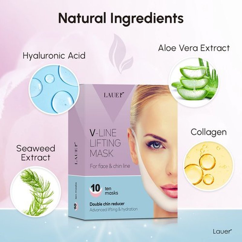 V Shaped Contouring Face Mask Line Shaping Lifting Belt Neck Reduction Jawline Lift Tape Enhancer Face Patch Firming Tightening Skin Chin Up Sculpting Collagen Mask Hyaluronic Acid Aloe Vera 10 pcs