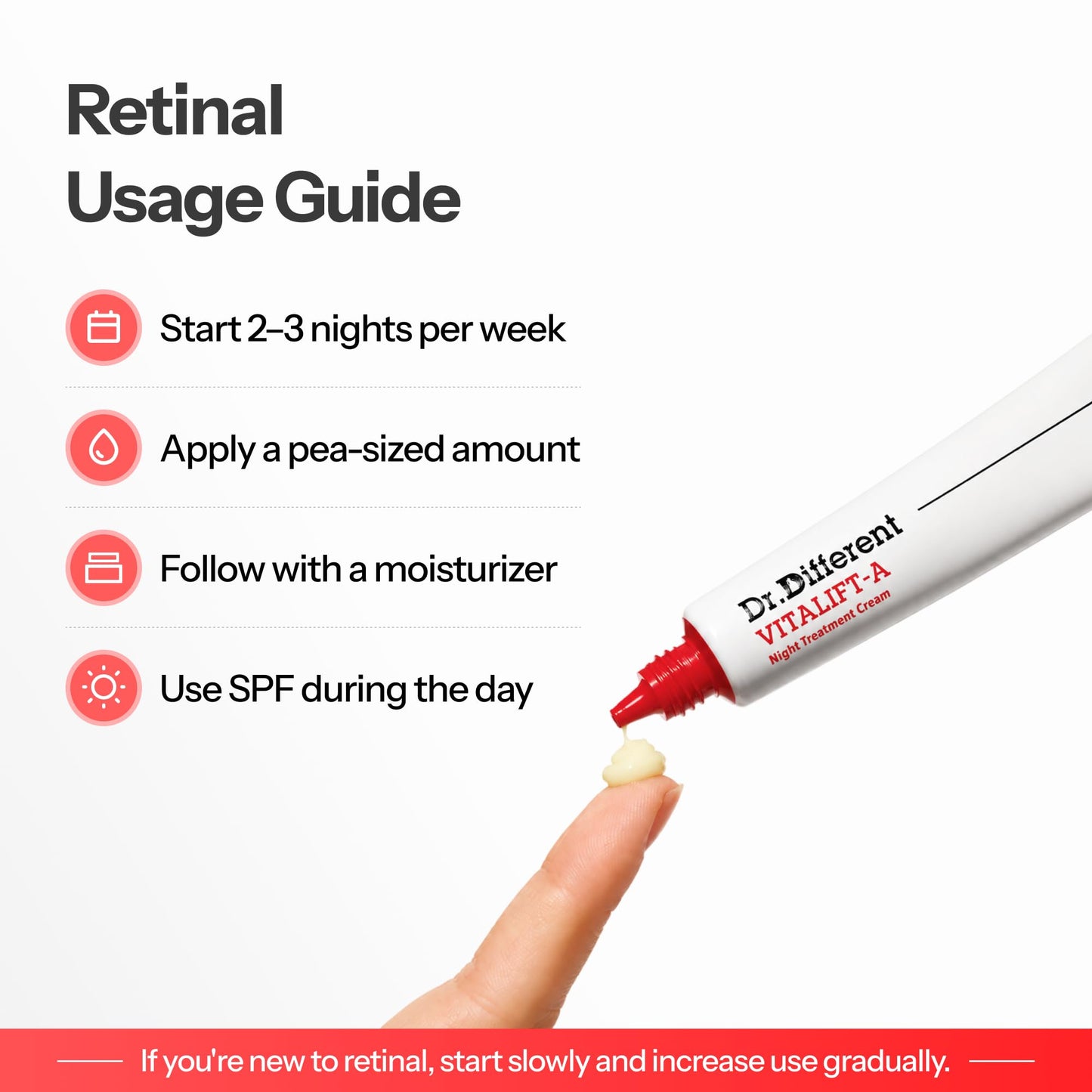 Dr.Different VITALIFT-A Retinal 0.05% - Anti-Aging And Anti-Wrinkle Night Treatment For Lifting And Firming-Face Moisturizer Cream With Vitamin A & Hyaluronic Acid, 0.7oz.