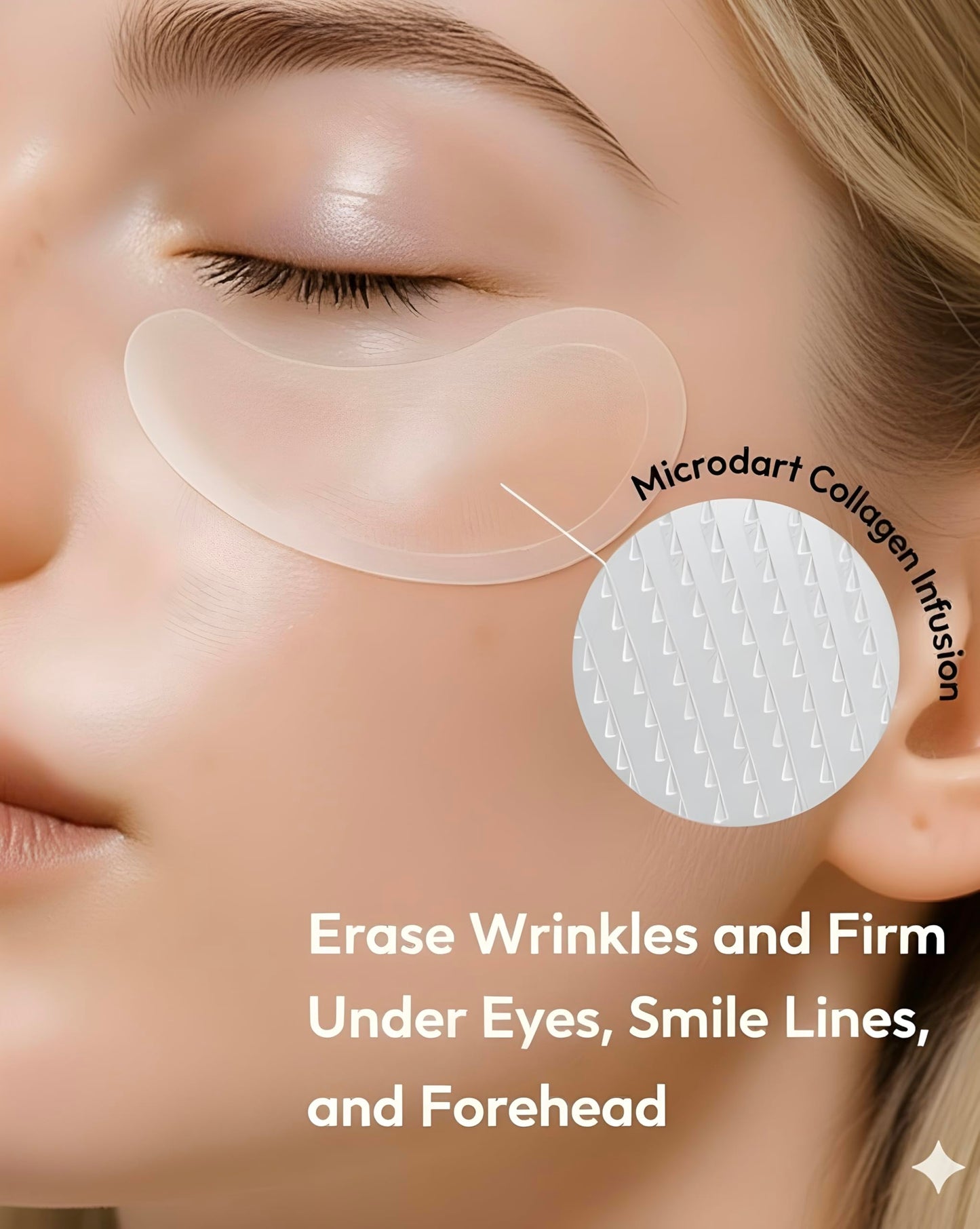 Hyaluronic Acid Collagen Micro Anti-Wrinkle Patches for Dark Circles, Bags, Crapey & Creased Skin, Anti-Aging, Firms, Smooths, Lifts, Lightens, 0.25mm Dissolvable Nanocrystal Darts, 6 Patches