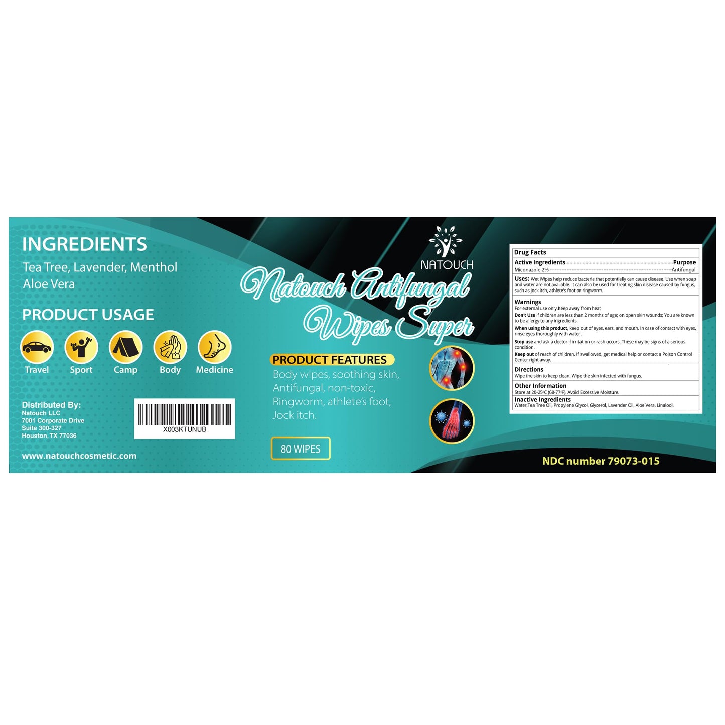 Natouch Body Wipes, Non-Toxic, Alcohol-Free Natural Wipes, Conditioning Skin Camp Wipes Help Athletes Foot, Jock Itch, Ringworm. Rinse Free Gym Wipes for Wrestling, Martial Arts