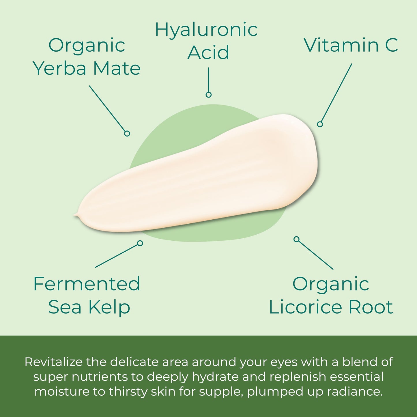 Sea-El Miracle Sea Kelp Eye Cream Hydrating & Correcting Yerba Mate Caffeine & Hyaluronic Acid for Dark Circles Bags & Puffiness - Daily Anti Aging Moisturizer for Women & Men, Vegan - 1 Oz