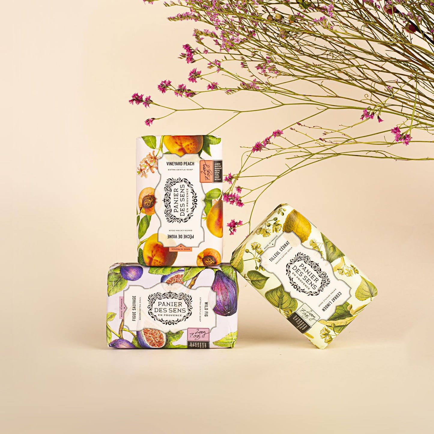 Panier des Sens Shea butter bar soap - 95% natural & Made in France - 2 bars, 7oz/200g each (Wild Fig)