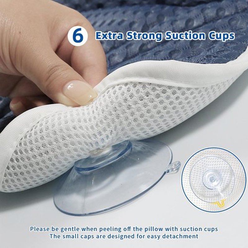 Bath Pillow, Bath Pillows for Tub Neck and Back Support, Bathtub Pillows for Head and Neck with 6 Strong Non-Slip Suction Cups, 4D Air Mesh, Bath Accessories Spa Gifts for Women(Blue)