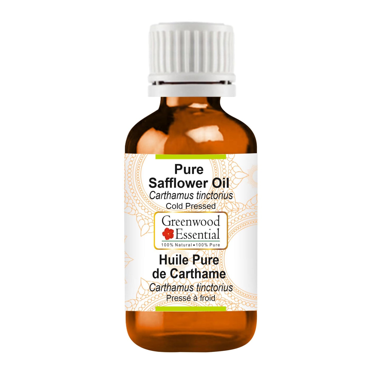 Greenwood Essential Safflower Oil (Carthamus tinctorius) | Cold Pressed | Natural | Undiluted | For Diluting Essential Oils | For Skin & Massage | Men & Women | 30ml (1 oz)