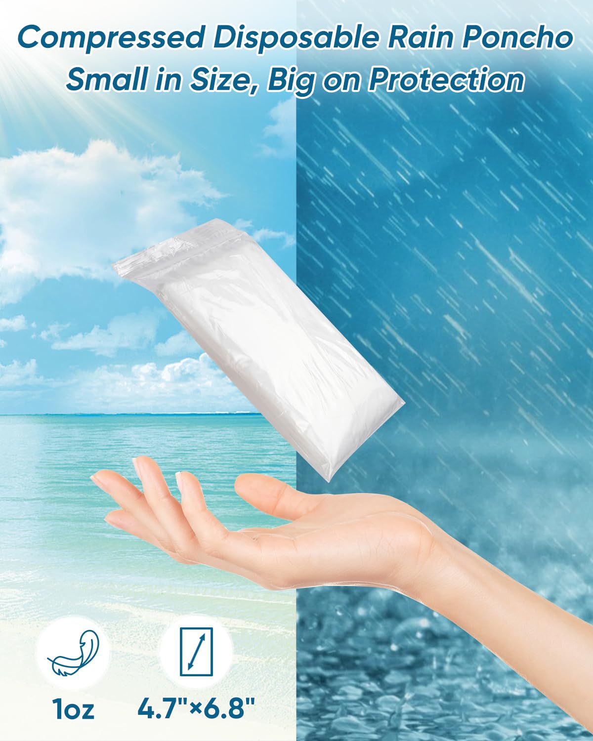 SmileLucky 100 Pack Disposable Rain Ponchos with Hood for Adults, Family Pack Raincoats Bulk for Women and Men