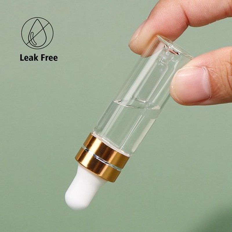 Comrzor 50 Pack 5ml Clear Glass Dropper Bottles with 2 Pcs Plastic Droppers, Mini Sample Dropper Bottles for Essential Oils Perfume Cosmetic Liquid, Empty Travel Sample Vials with Gold Cap