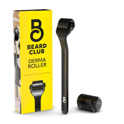 Beard Club Derma Roller for Face, Body and Scalp - Microneedling Roller for Men and Women with 540 Titanium Microneedles - Beard Roller for Hair & Beard - Weighted Metal Handle - Magnetic Storage Case