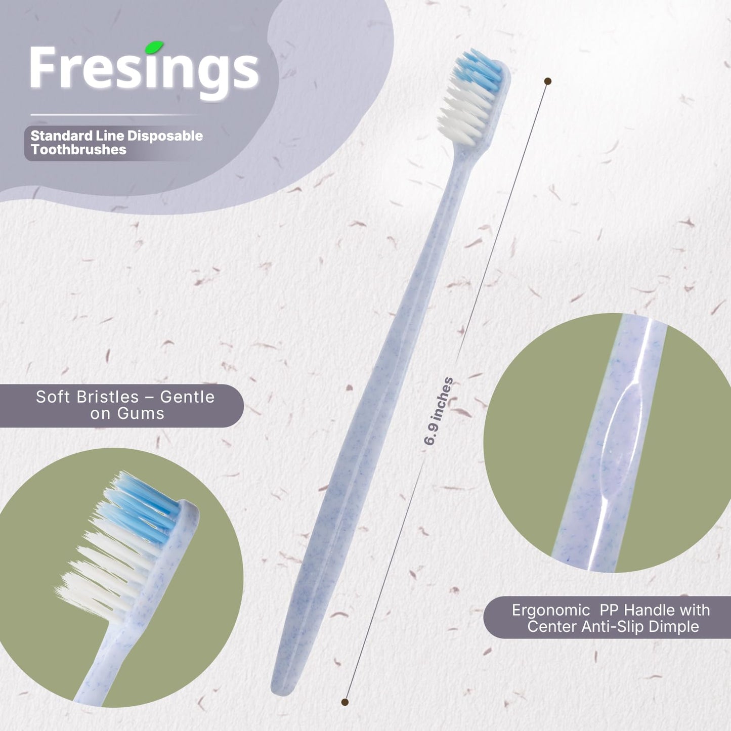 Fresings 48-Pack Disposable Toothbrushes Individually Wrapped, Soft PBT Bristle Bulk Portable Travel Toothbrushes for Adults & Kids, Guest Bathroom, Hotel, Camping, Donation - 4 Gemstone Colors