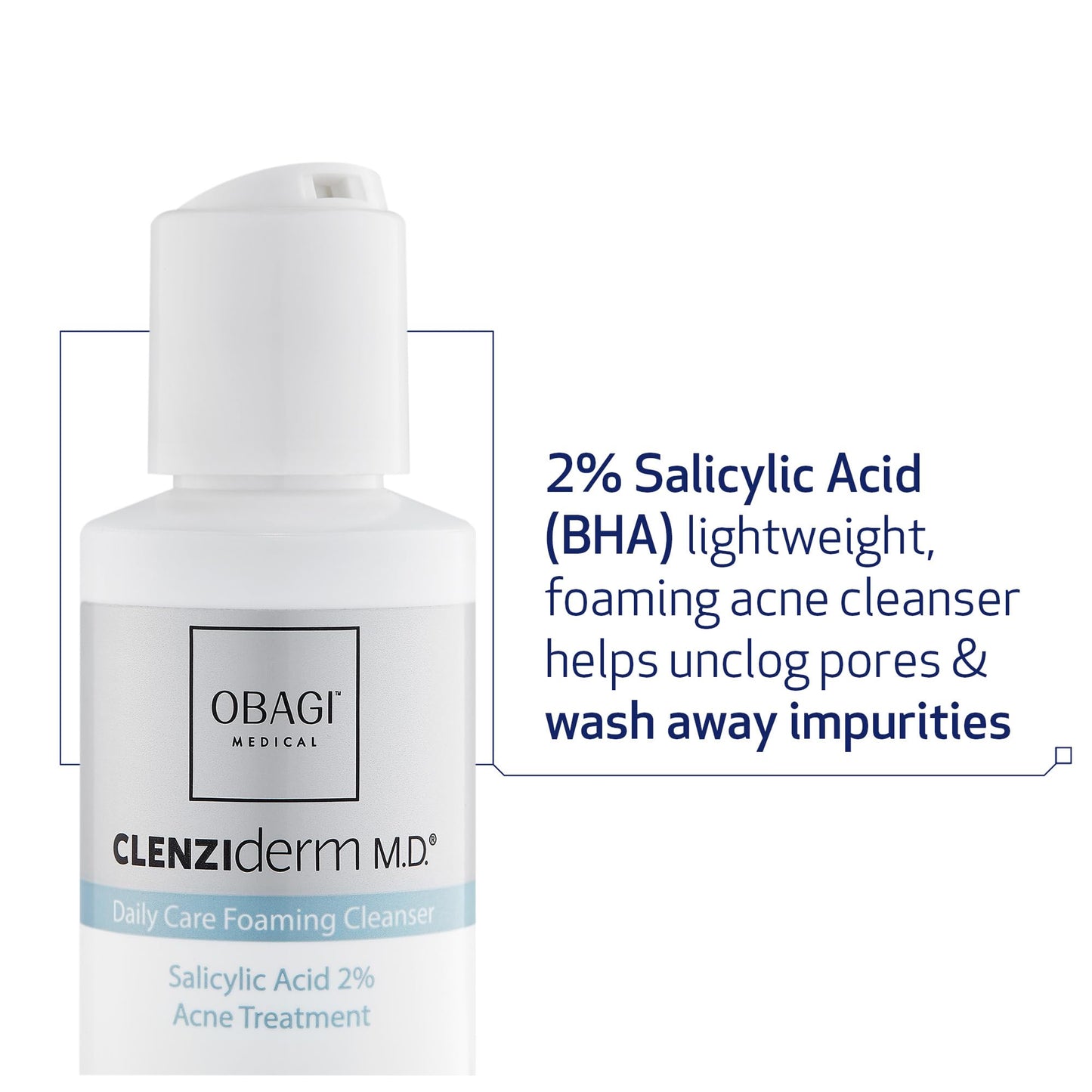 Obagi Medical CLENZIderm M.D. Daily Care Foaming Cleanser with 2% Salicylic Acid and Menthol, Acne Treatment Facial Cleanser for Oily Skin, 4 Fl Oz Pack of 2