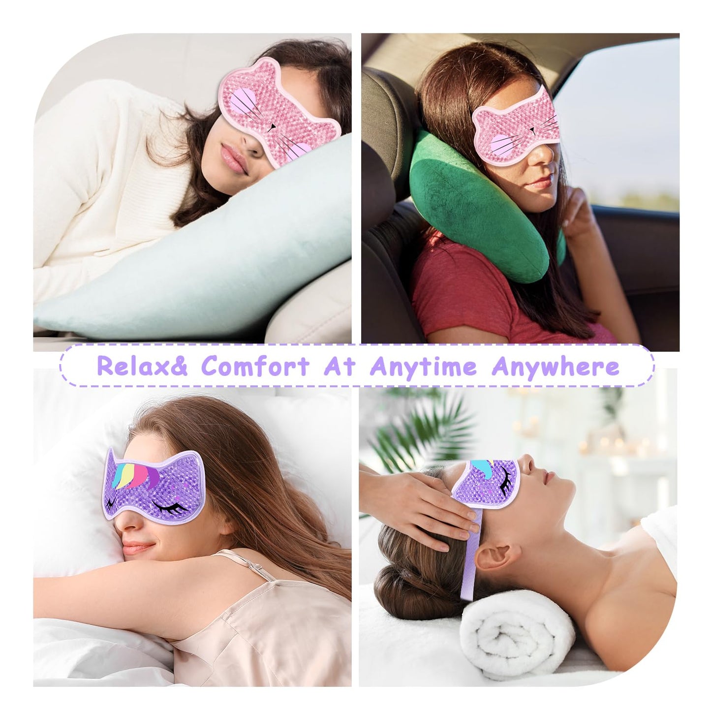 CONBELLA 2PCS Cooling Eye Mask Gel Eye Mask, Reusable Hot Cold Therapy Cold Eye Mask for Post Surgery, Puffiness, Dark Circles, Eye Bags, Dry Eyes,color:Pink Purple，number_of_items:2