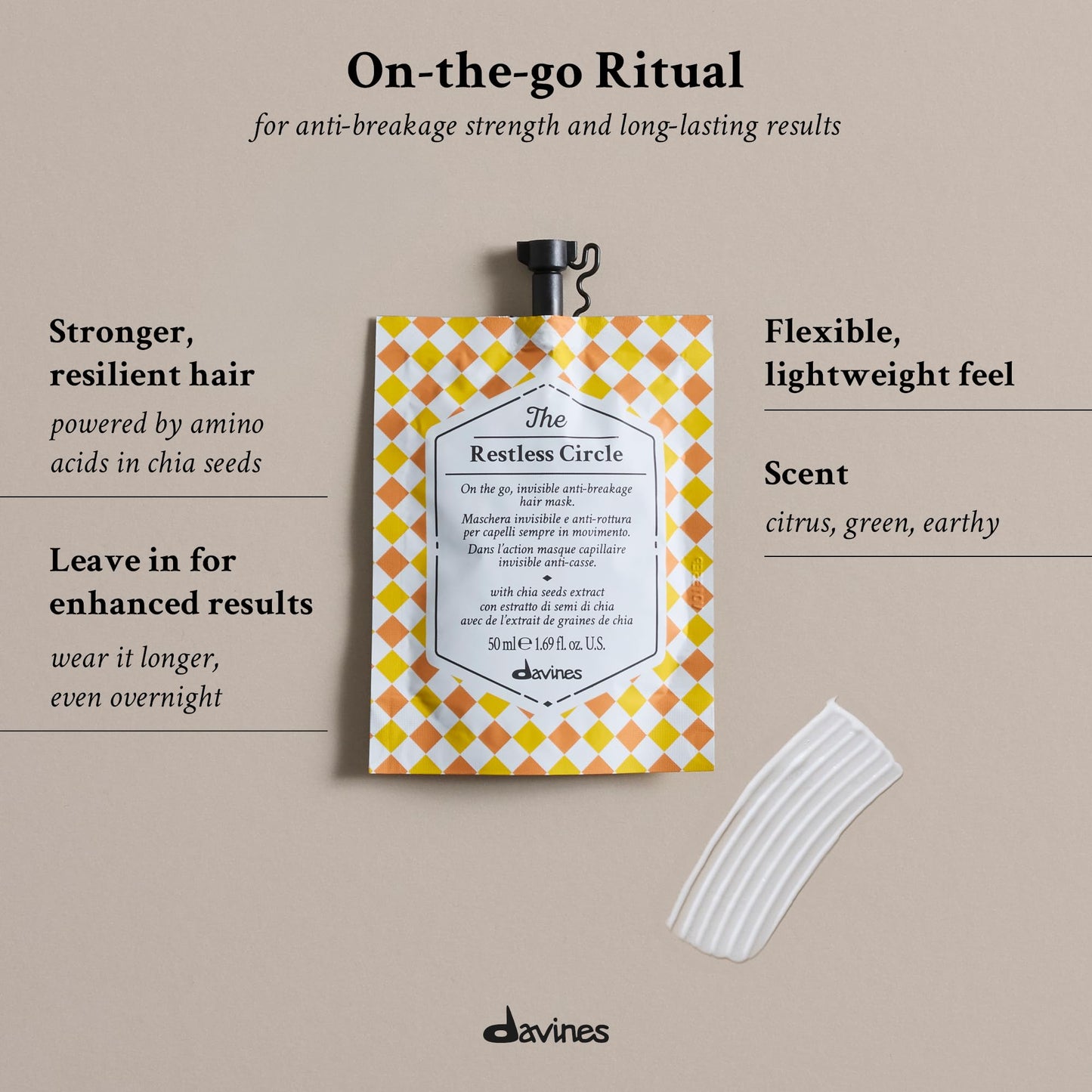 The Restless Circle On-the-go Invisible hair mask, for all hair types