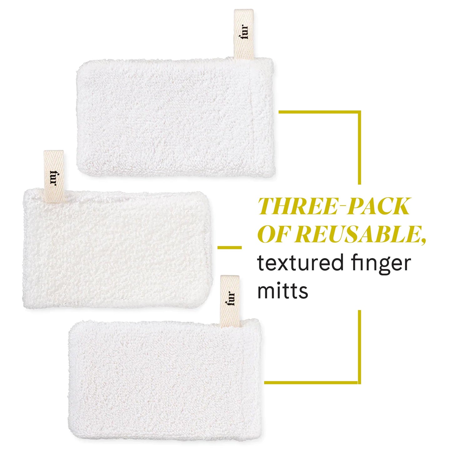 Fur Mitt Trio: Reusable, Exfoliating, and Clarifying Finger Mitt - 3 Pack