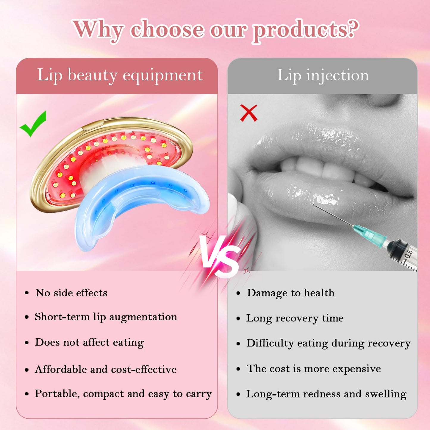 Lip Plumper Device - 2 in 1 Lip and Teeth Brighten Reduce Lip Wrinkles Lip Quick Lip Plumper for Women Female (Gold)