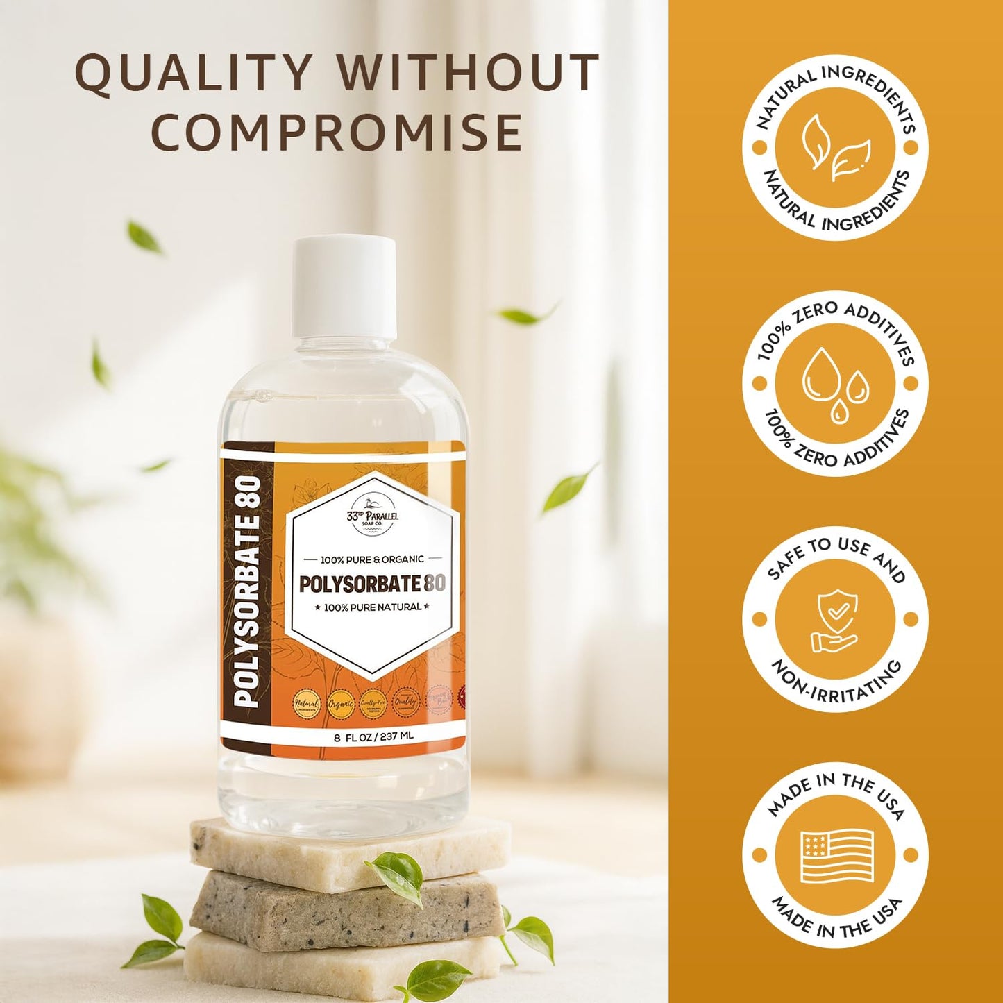 Polysorbate 80 (128oz / Gallon) | USP Grade - Tween 80 Natural Emulsifier & Solubilizer for Essential Oils, Fragrances, Lotions, Shampoos & Bath Product | Improves Clarity & Stability | 1 GALLON