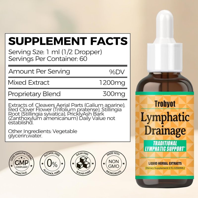 Lymphatic Drainage Drops - Natural Cleavers & Prickly Ash Bark for Immune Support | 2 Fl Oz