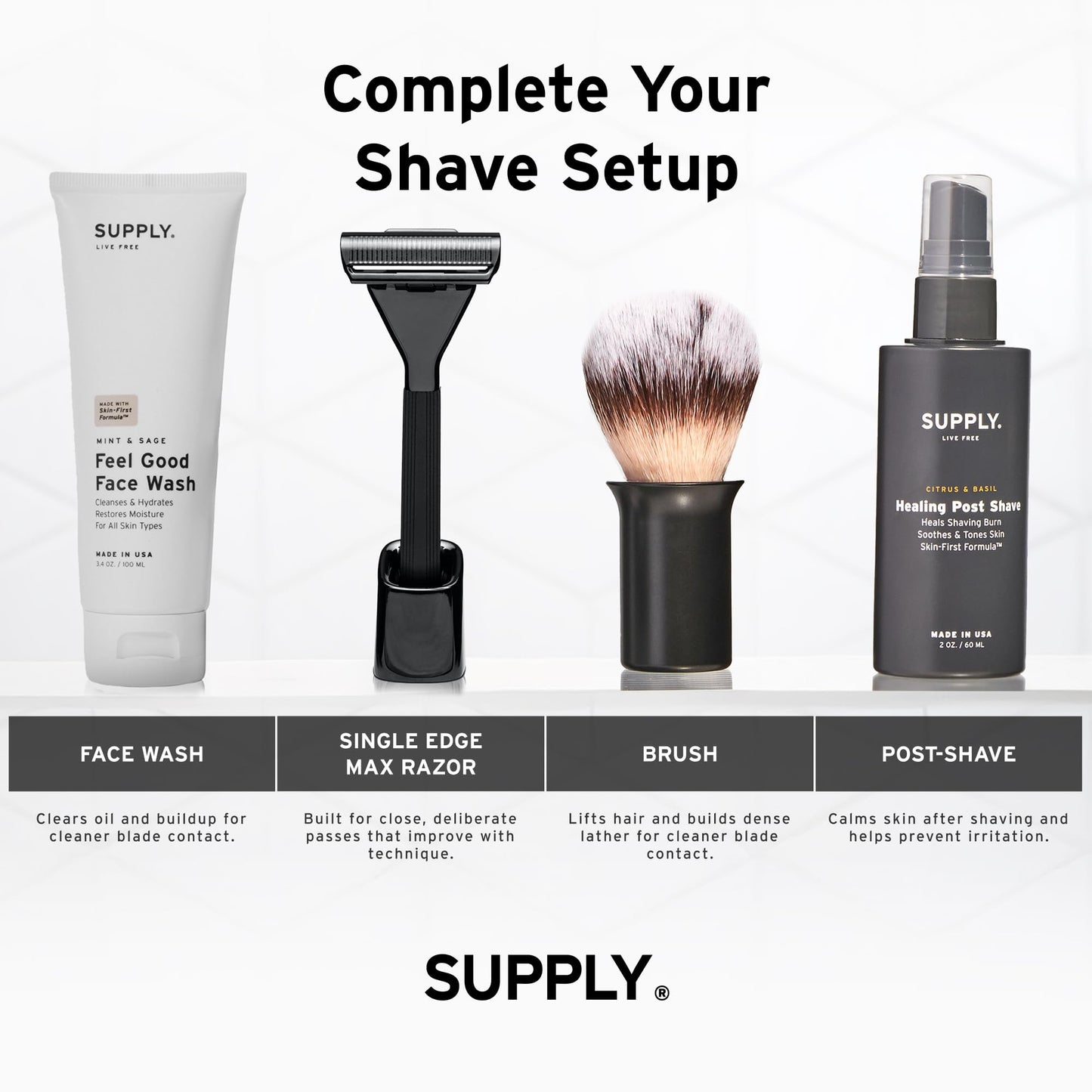 SUPPLY Ultra Lather Shaving Cream for Men – Rich Cushion for Smoother Shave – Helps Reduce Shave Irritation – White Birch & Sage – 3.4 oz