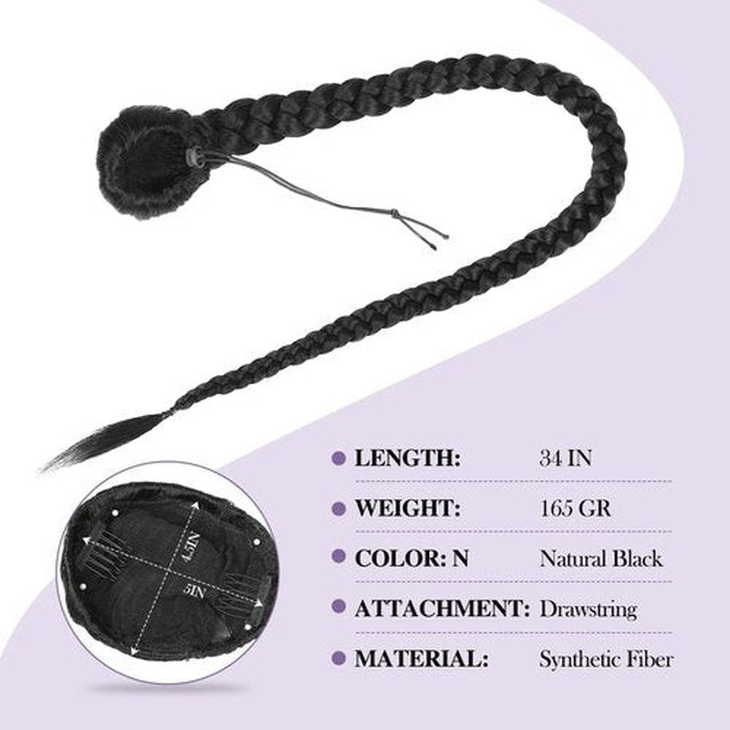 WIGER Natural Black 1B Coily Twisted Locs Ponytail + Drawstring DIY Pre Braided Ponytail + Ombre Brown Messy Updo Hair Bun 3 in 1 Hairpieces Kit for Women
