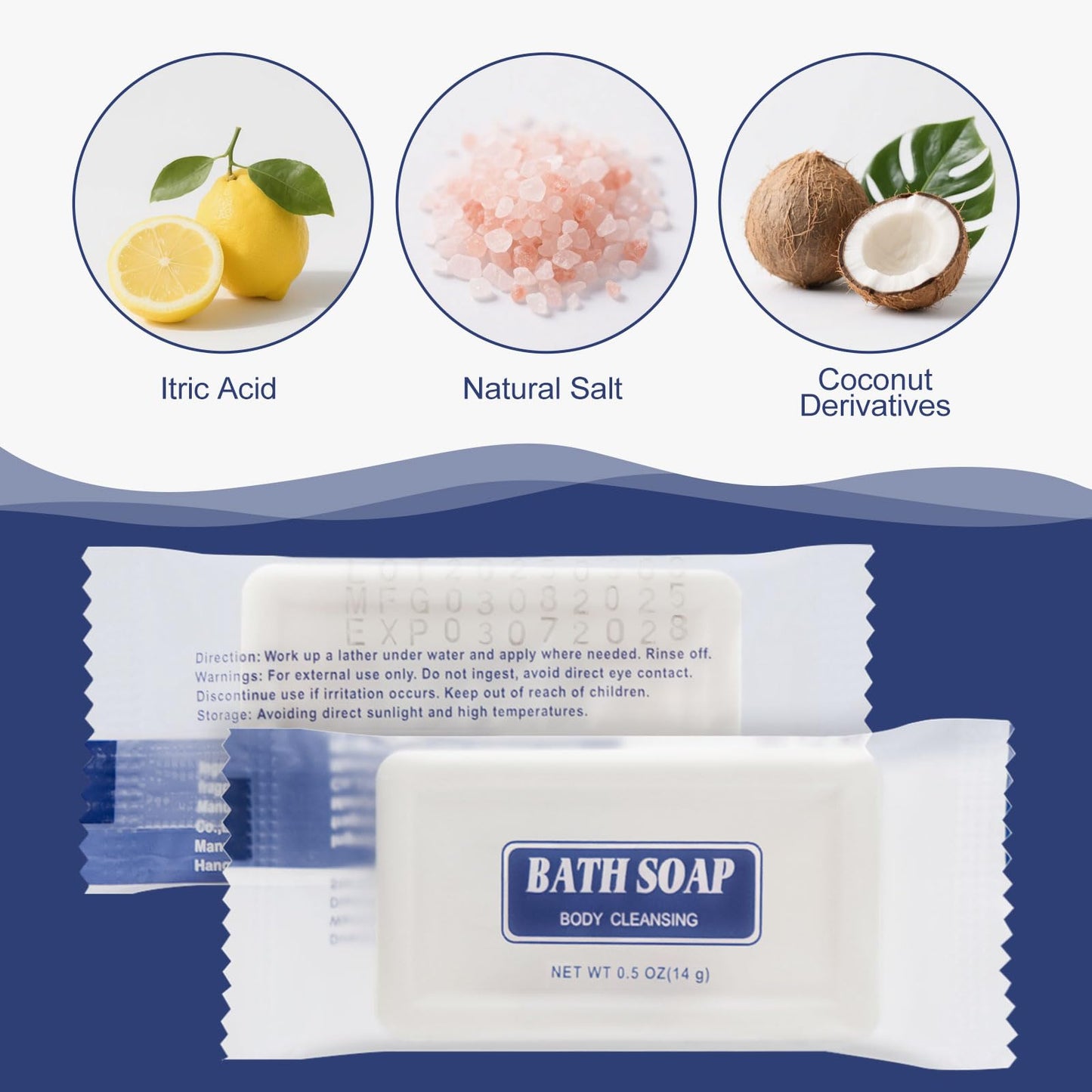 HQSLsund Travel Size Bars Soap in Bulk, Individually Wrapped